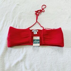 Pitaya Scarlet Ribbed Halter Top